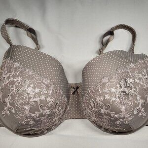 Addition Elle Bra 42H Taupe Lace Floral Polka Dot Full Coverage